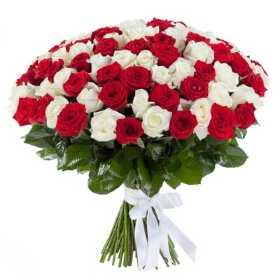 Букет из 101 красной-белой розы
