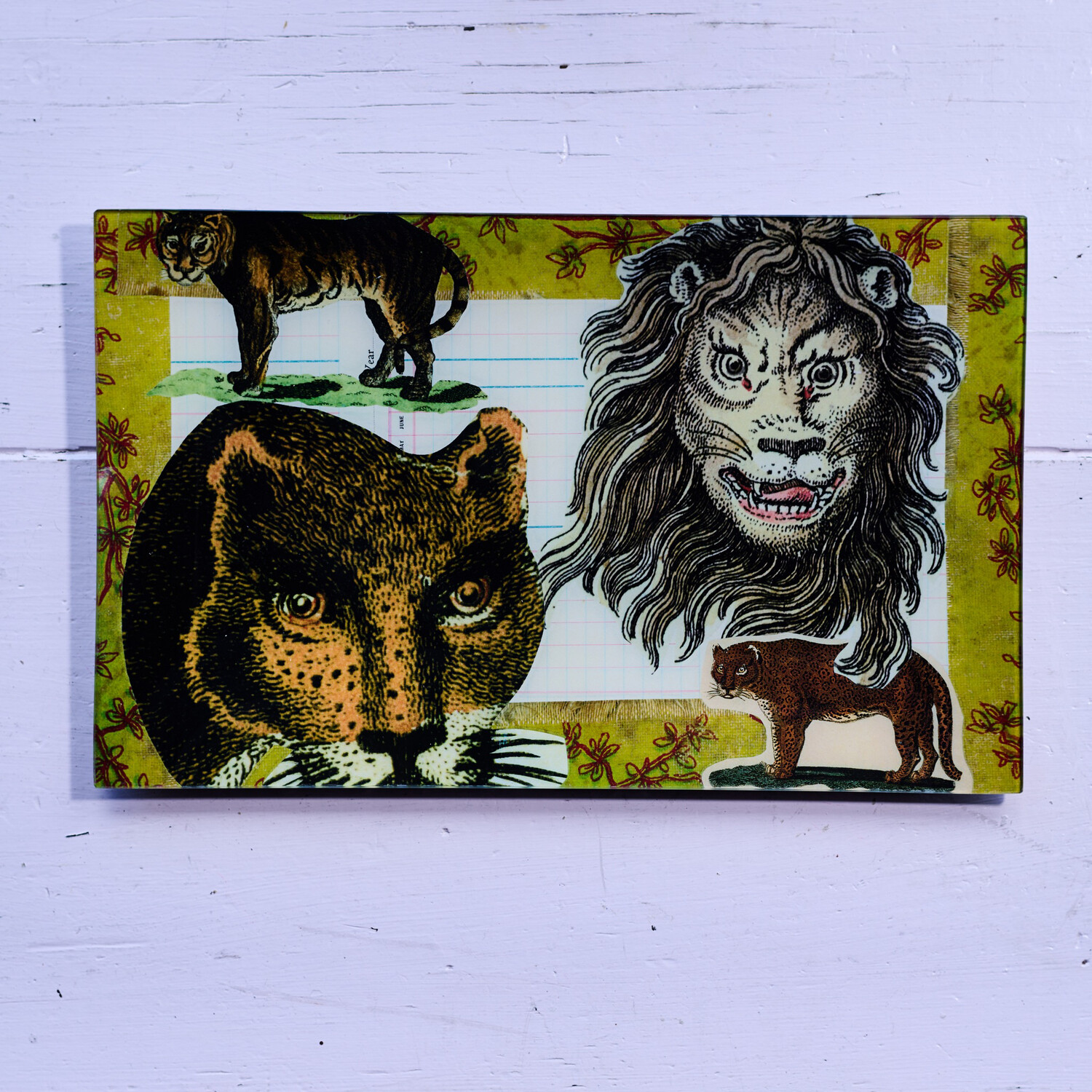 John Derian Lion OOAK 10x16" Rect. Tray
