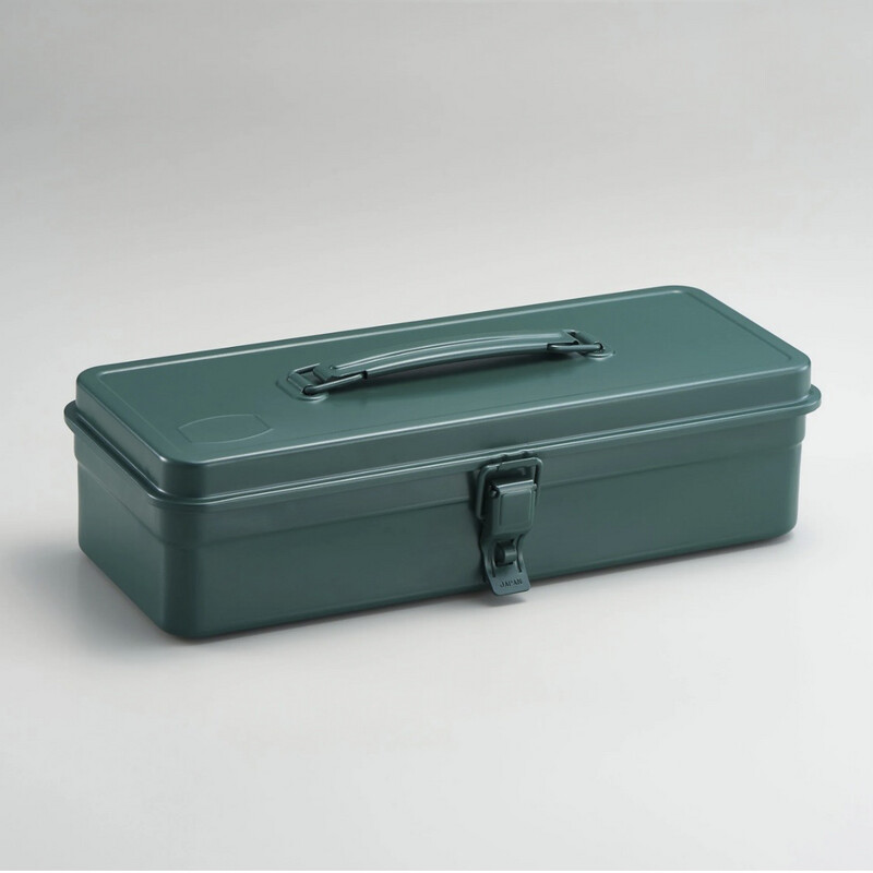 Toyo - Steel Toolbox with Top Handle and Flat Lid T-320 - Antique Green