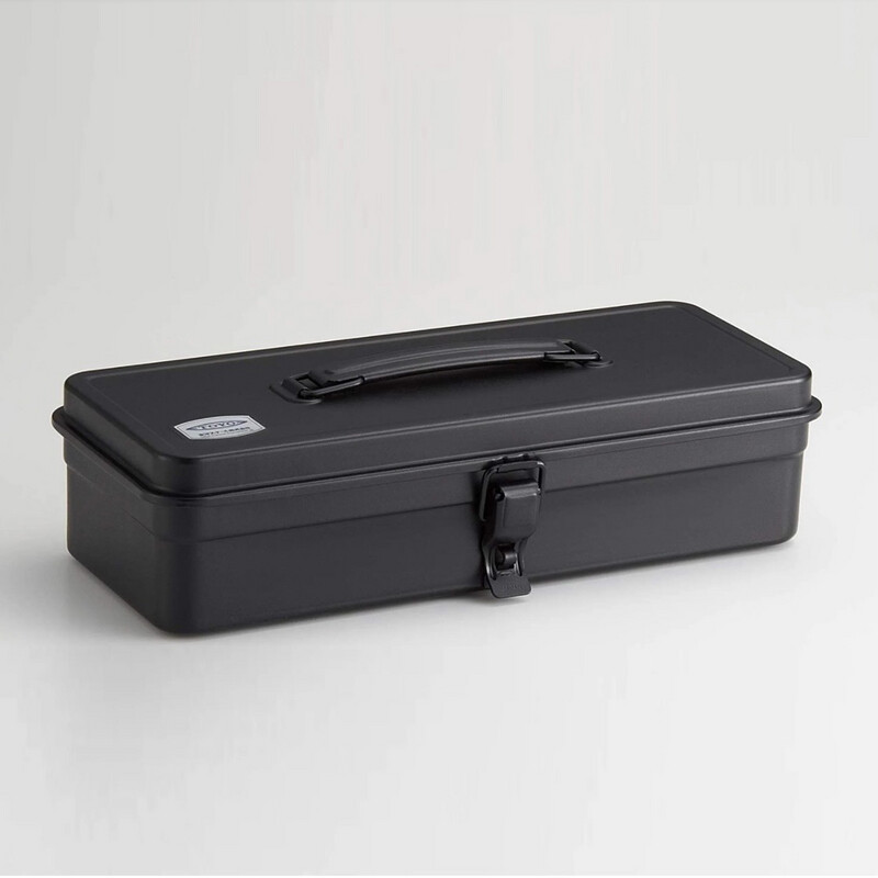 Toyo - Steel Toolbox with Top Handle and Flat Lid T-320 - Black