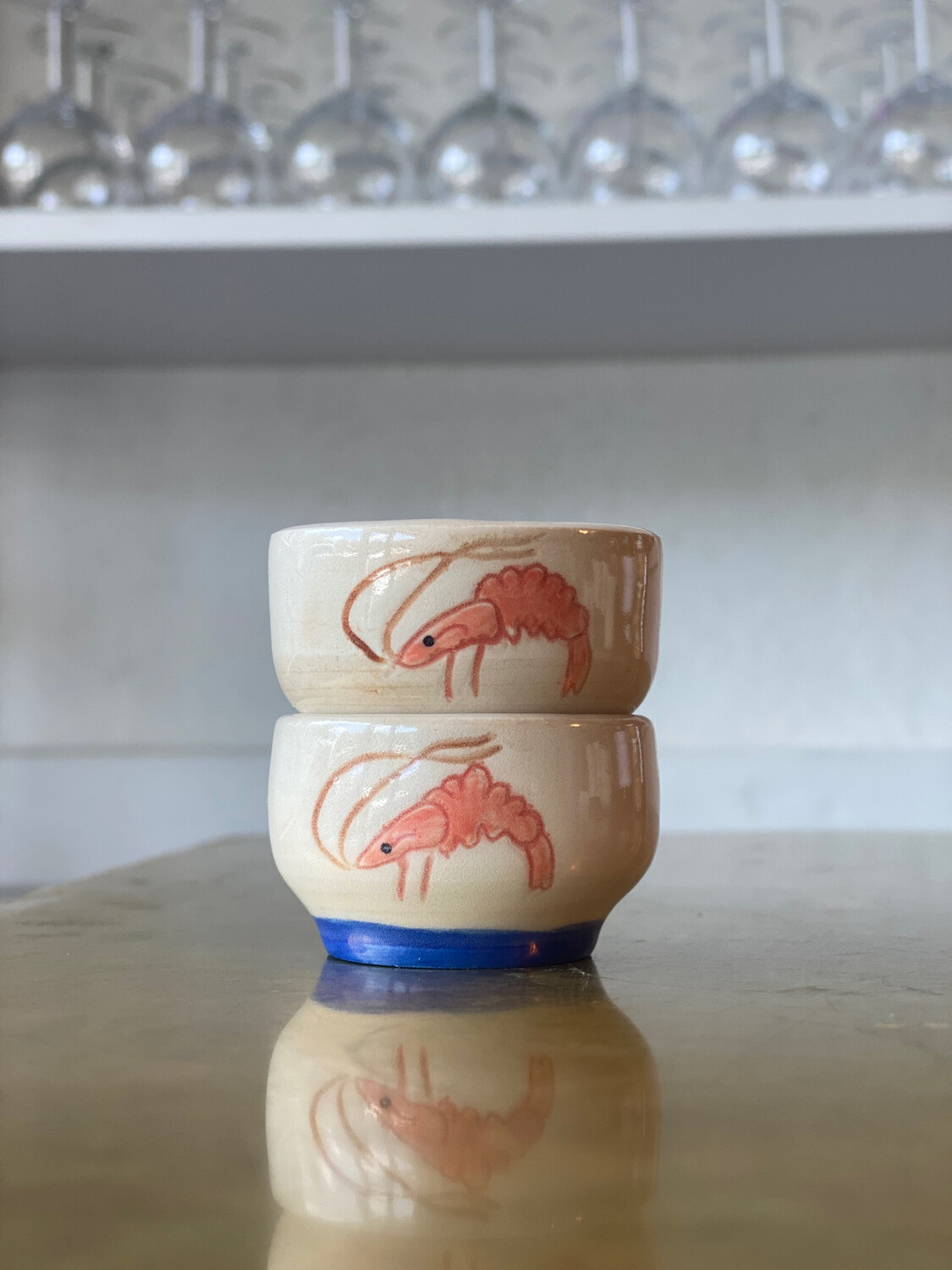 Croche Clayworks Sake Cups Shrimp Set of 2
