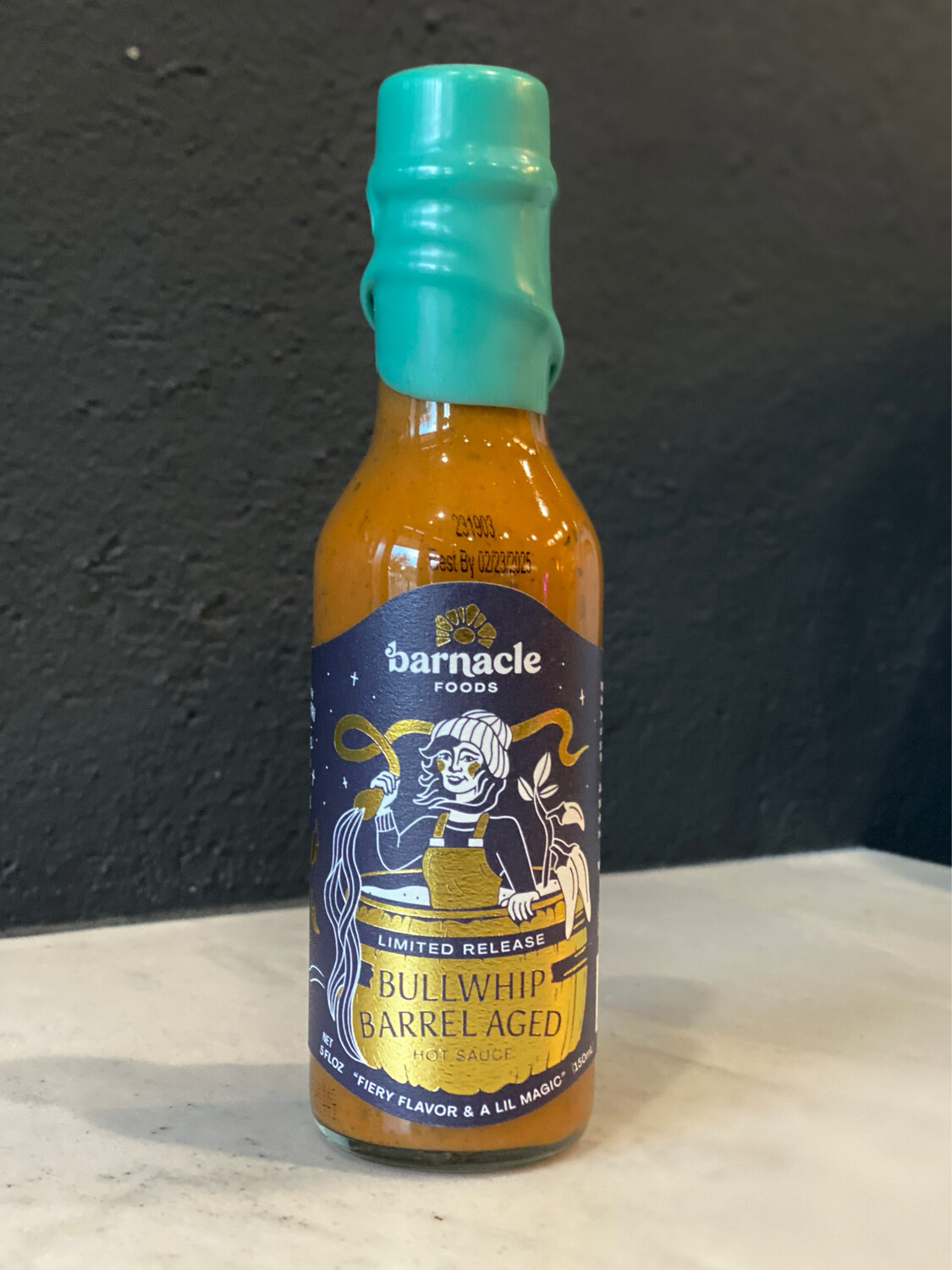 Barnacle Bullwhip Kelp Barley Wine Barrel Aged Hot Sauce (Teal Wax)