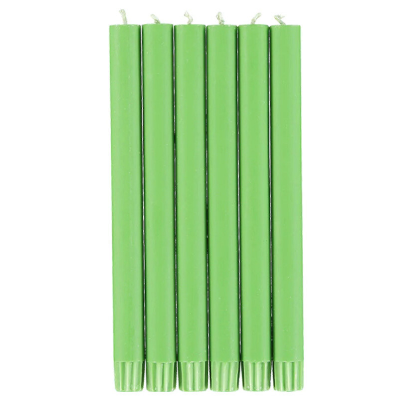 BRITISH COLOUR STANDARD Grass Green Eco Dinner Candles, Gift Box Set of 6