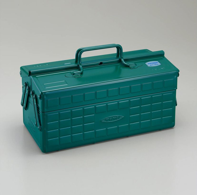 Toyo - Steel Toolbox with Cantilever Lid and Upper Storage Trays ST-350 - Antique Green