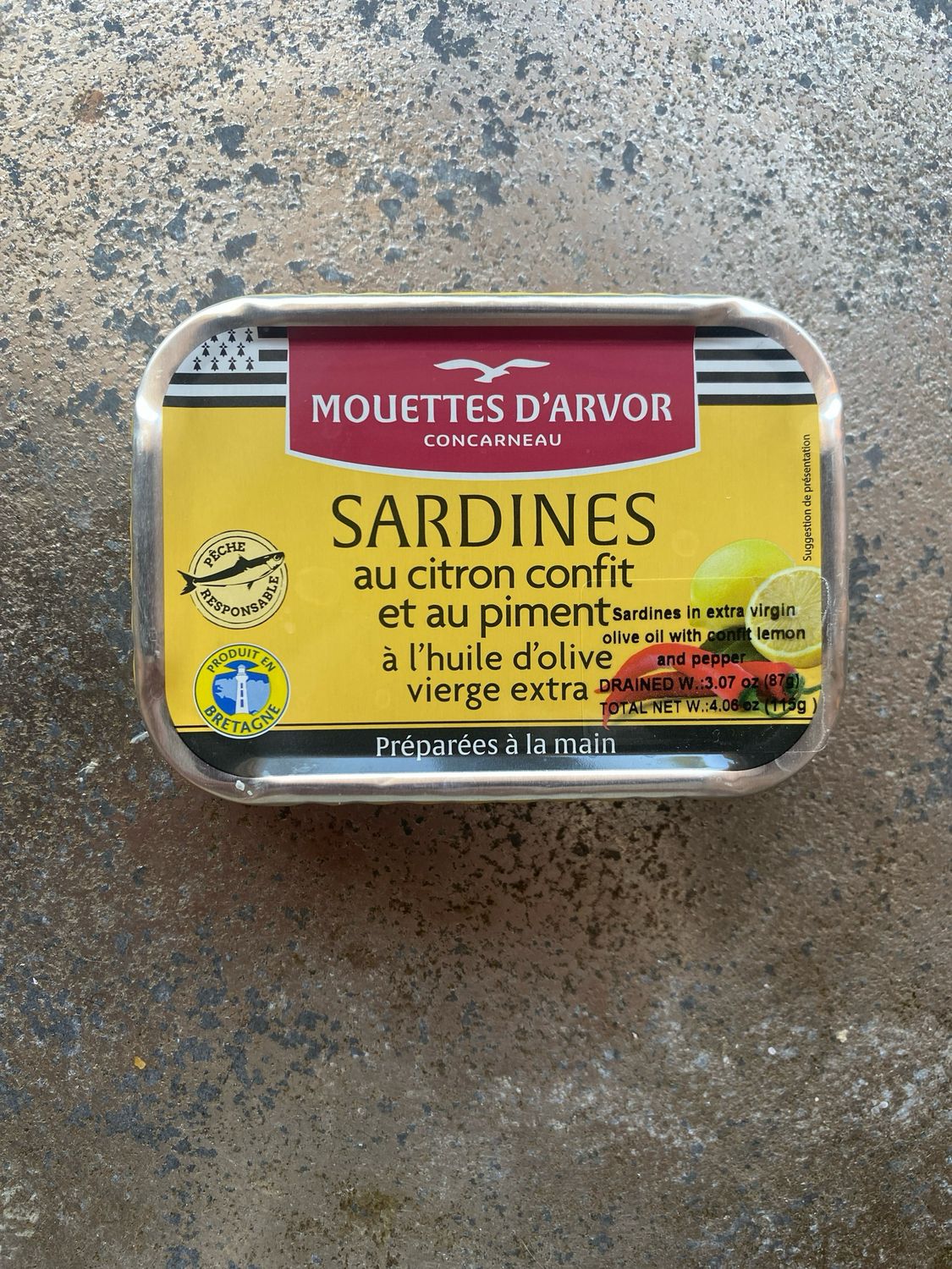 Les Mouettes d&#39;Arvor Sardines in EVOO with Confit Lemon and Pepper