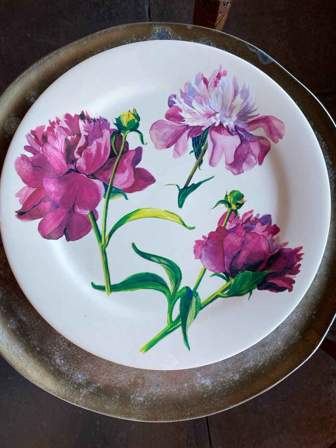 John Derian 13&quot; Peony Melamine Charger