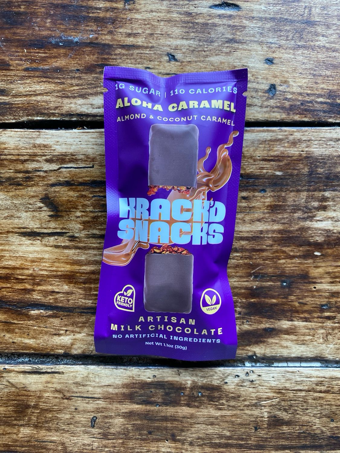 Krack&#39;d Snacks Milk Chocolate Aloha Caramel Single