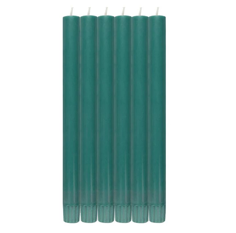 BRITISH COLOUR STANDARD Beryl Green Eco Dinner Candles Gift Box of 6