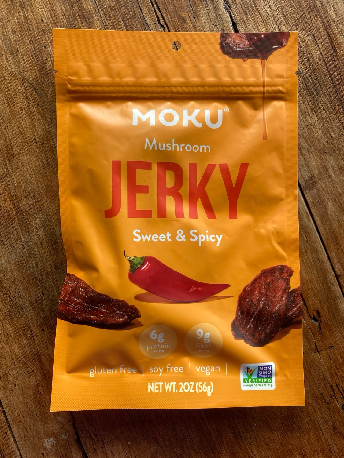 Moku Foods Mushroom Jerky, Sweet &amp; Spicy