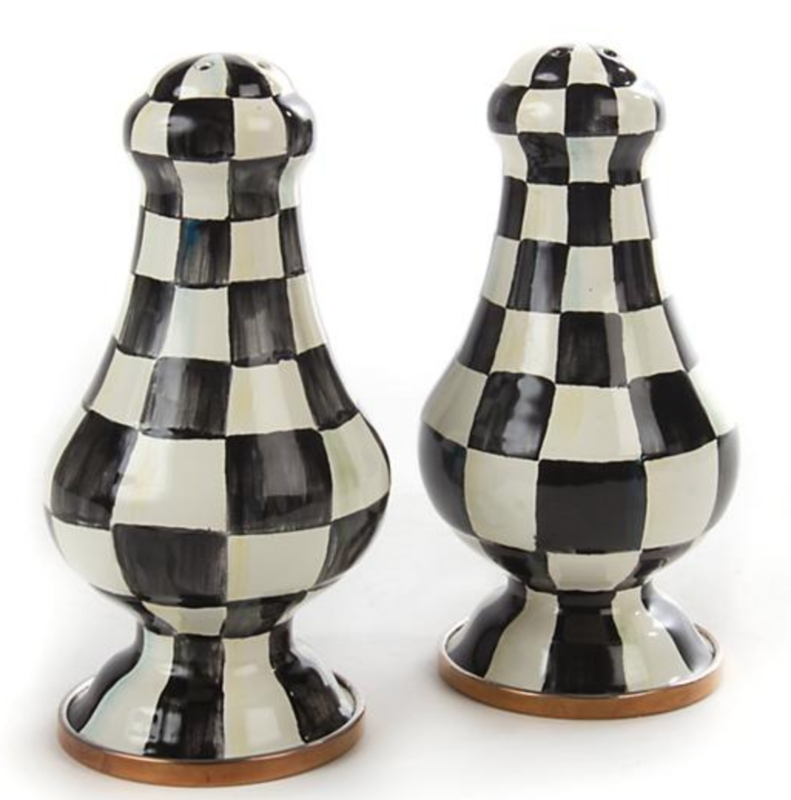 Courtly Check Enamel Large Salt &amp; Pepper Shakers