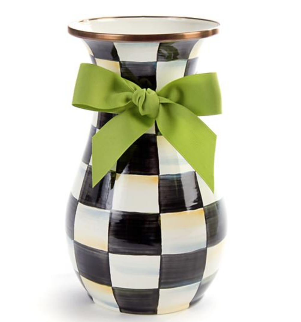 Courtly Check Enamel Vase - Tall