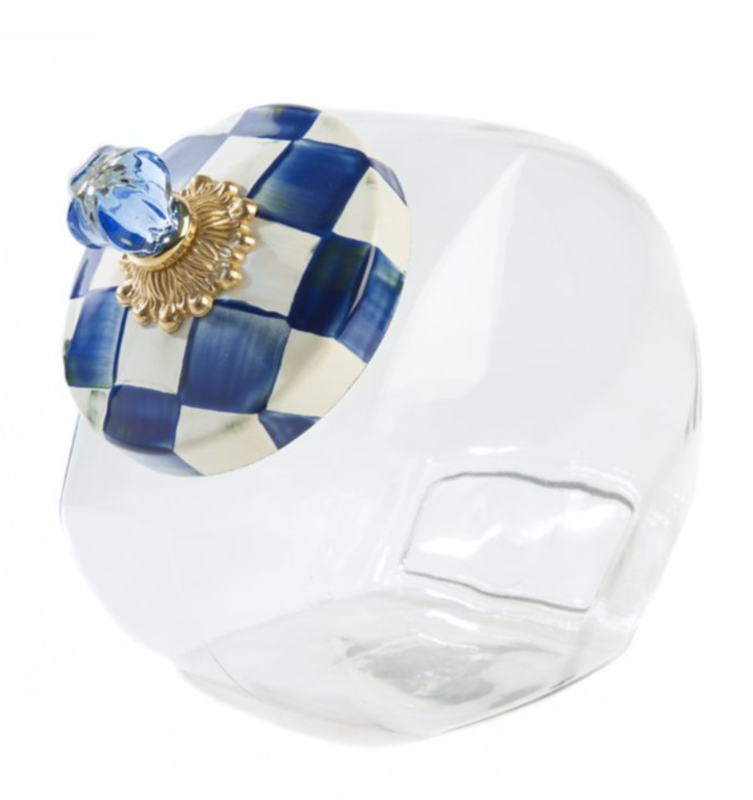 Cookie Jar With Royal Check Enamel Lid 