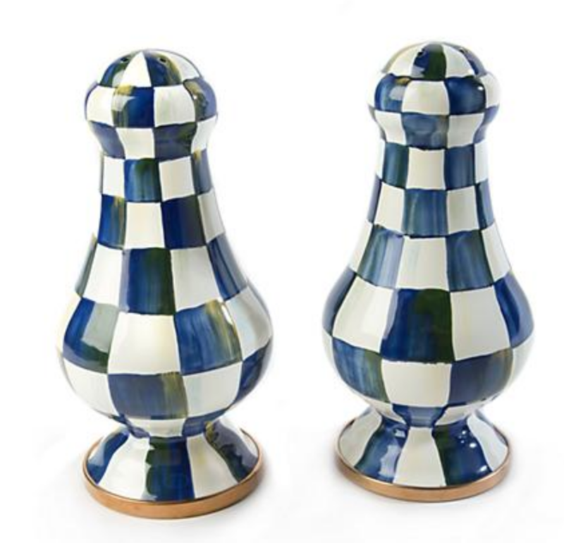 Royal Check Enamel Large Salt &amp; Pepper Shakers