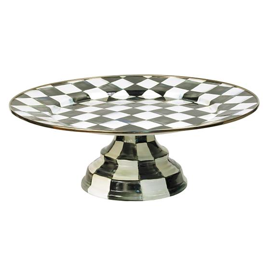 Courtly Check Enamel Pedestal Platter - Large