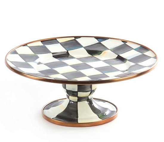 Courtly Check Enamel Pedestal Platter - Mini