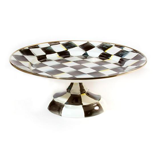 Courtly Check Enamel Pedestal Platter - Small