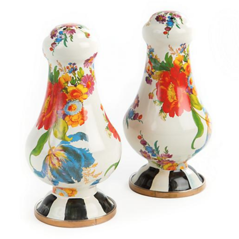 Flower Market Large Salt &amp; Pepper Shakers- White