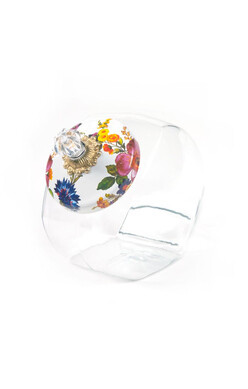 Cookie Jar w/ Flower Market Enamel Lid - White