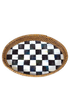 Courtly Check Rattan & Enamel Tray -small