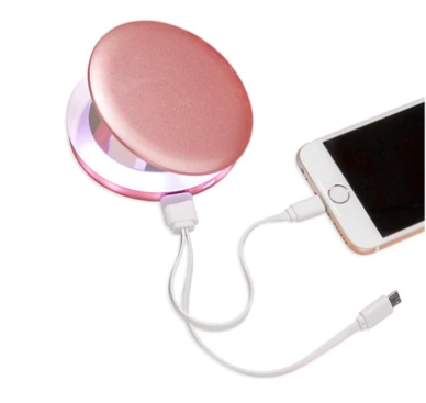Compact Mirror,  Light & Charger