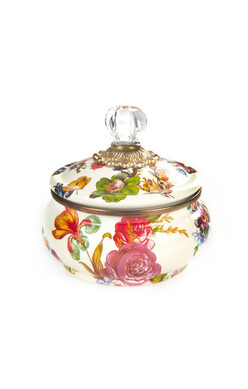 Flower Market Squashed Pot - White