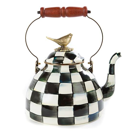 Courtly Check Enamel 3qt Tea Kettle With Bird