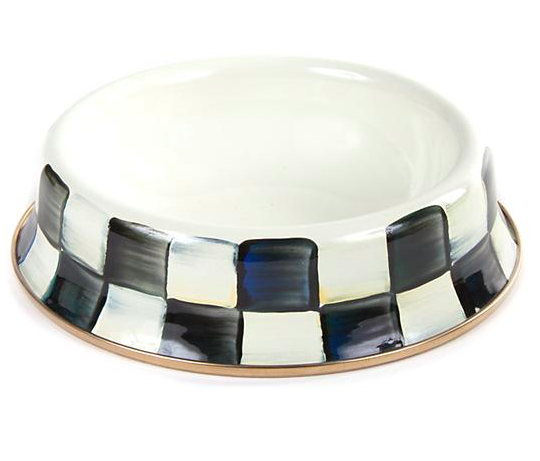 Courtly Check Enamel Cat Dish