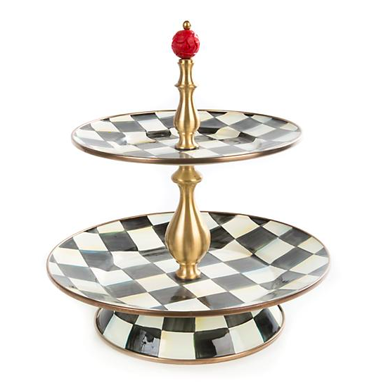 Courtly Check Enamel Two Tier Sweet Stand
