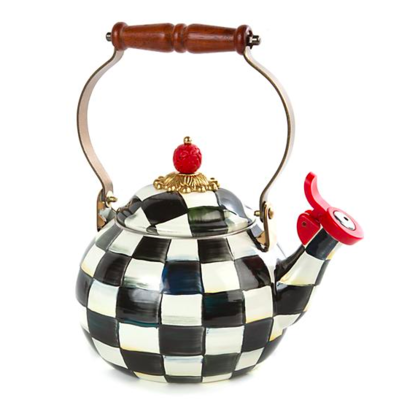 Courtly Check Enamel Whistling Tea Kettle