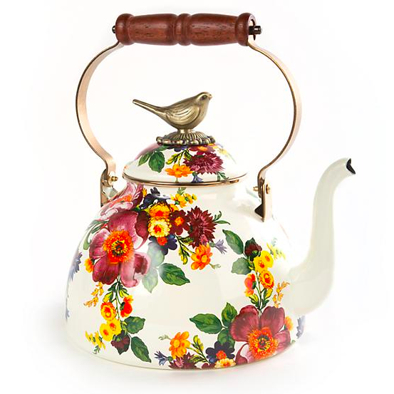 Flower Market 3 Qt. Tea Kettle With Bird 