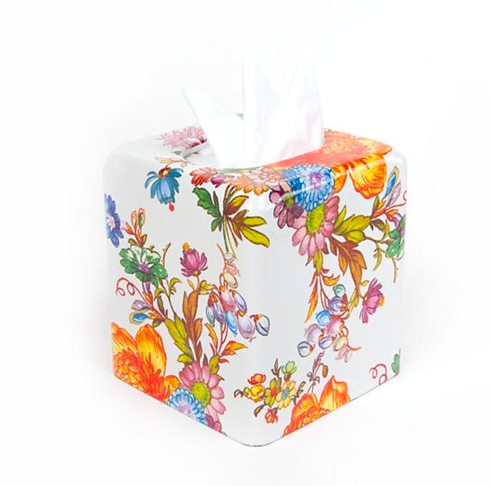 Flower Market Boutique Tissue Box Cover White 