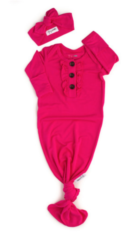 Penelope Ruffle Knotted Button Gown &amp; Headband