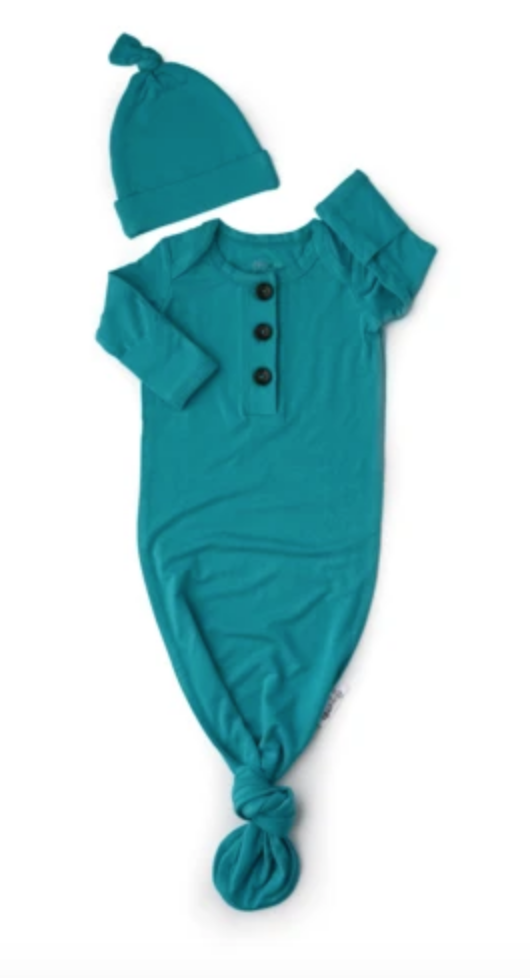 Newborn Gown And Hat, Newborn Gown &amp; Hat: Teal