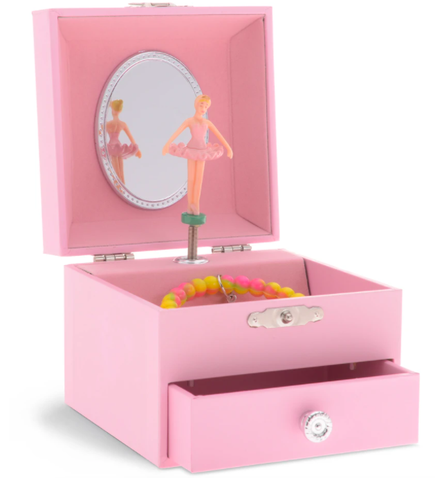 Solid Pink Square Music Box - One Drawer