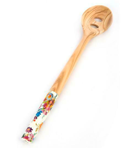 flower market olive wood slotted spoon 