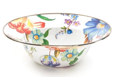 White Flower Market Serving Bowl
