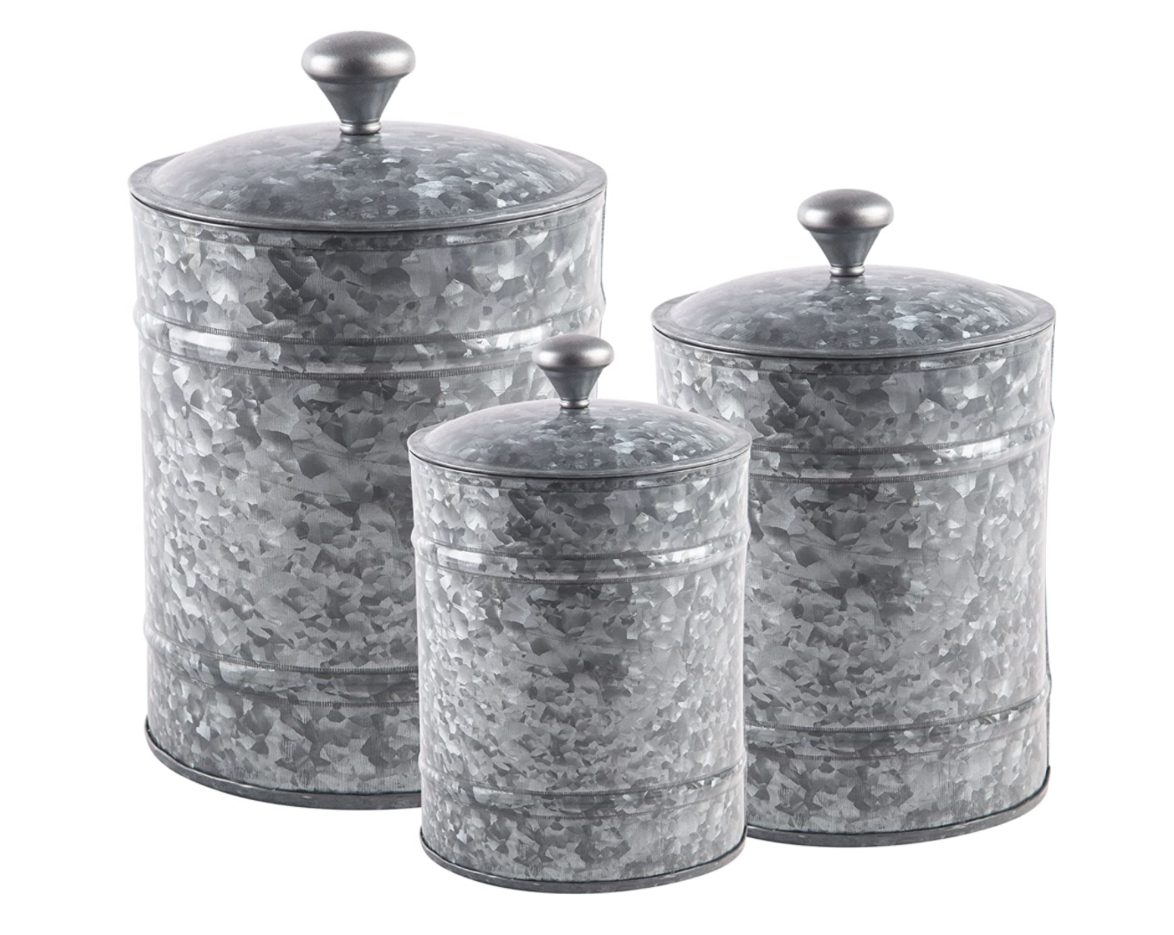 Set of 3 Galvanized Canisters