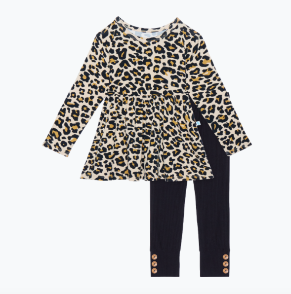 Lana Leopard - Long Sleeve Basic Peplum & Leggings