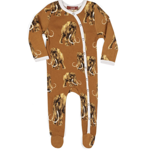 Woolly Mammoth Zipper Footed Romper