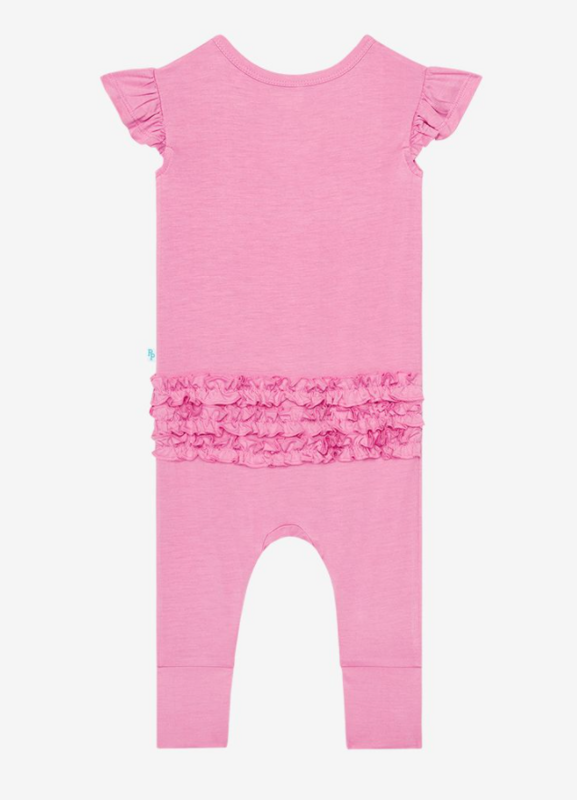 Pink Peony - Ruffled Capsleeve Romper