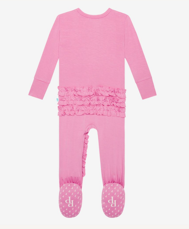 Pink Peony - Ruffled Footed Onesie