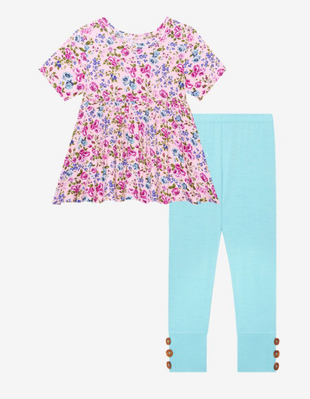 Pixie - Basic Peplum Top &amp; Legging Set