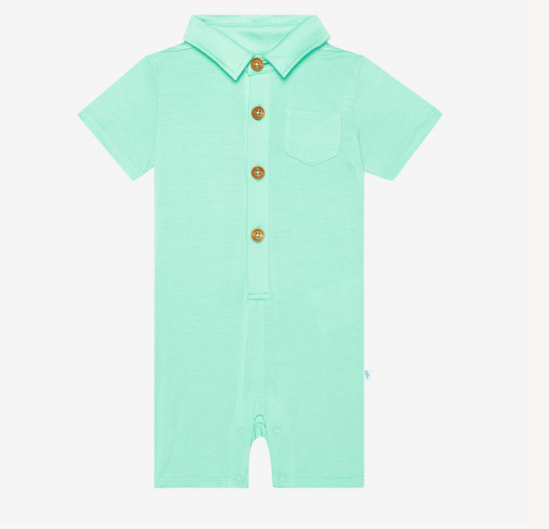 Sea Glass - Short Sleeve Collared Henley 