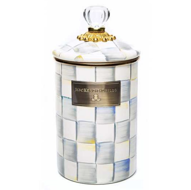 Sterling Check Enamel Canister - Large