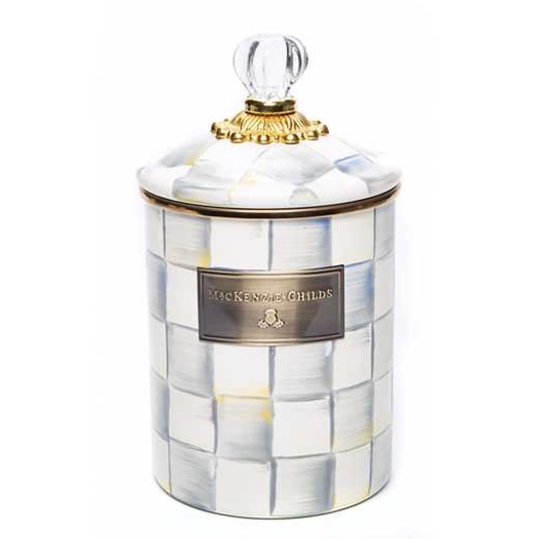 Sterling Check Enamel Canister - Medium 