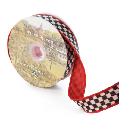 Courtly Check 1" Ribbon - Red