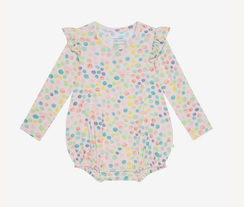 Estelle - Long Sleeve Ruffled Bubble Romper