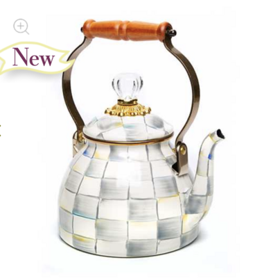 Sterling Check  Enamel Tea Kettle 2qt