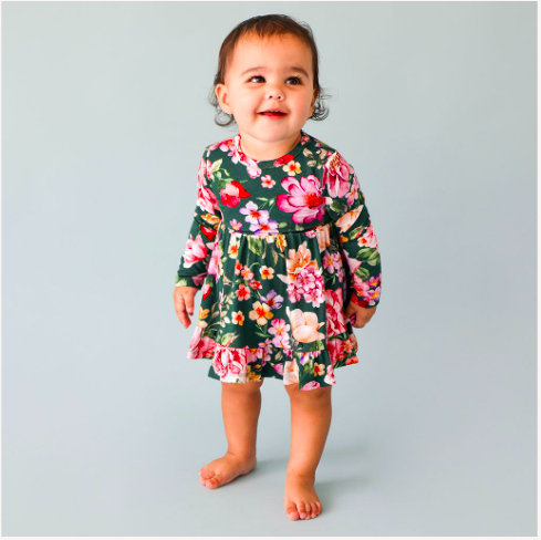 Arsine - Long Sleeve Ruffled Bodysuit Dress