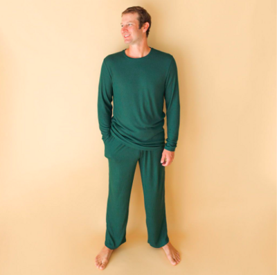 Hunter Green Waffle - Men's Long Sleeve Pajama